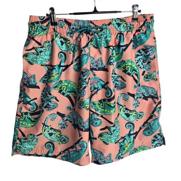 Old Navy Mens Chameleon Swim Trunks 4 Pockets Novelty Printed Shorts Size M - Picture 1 of 7